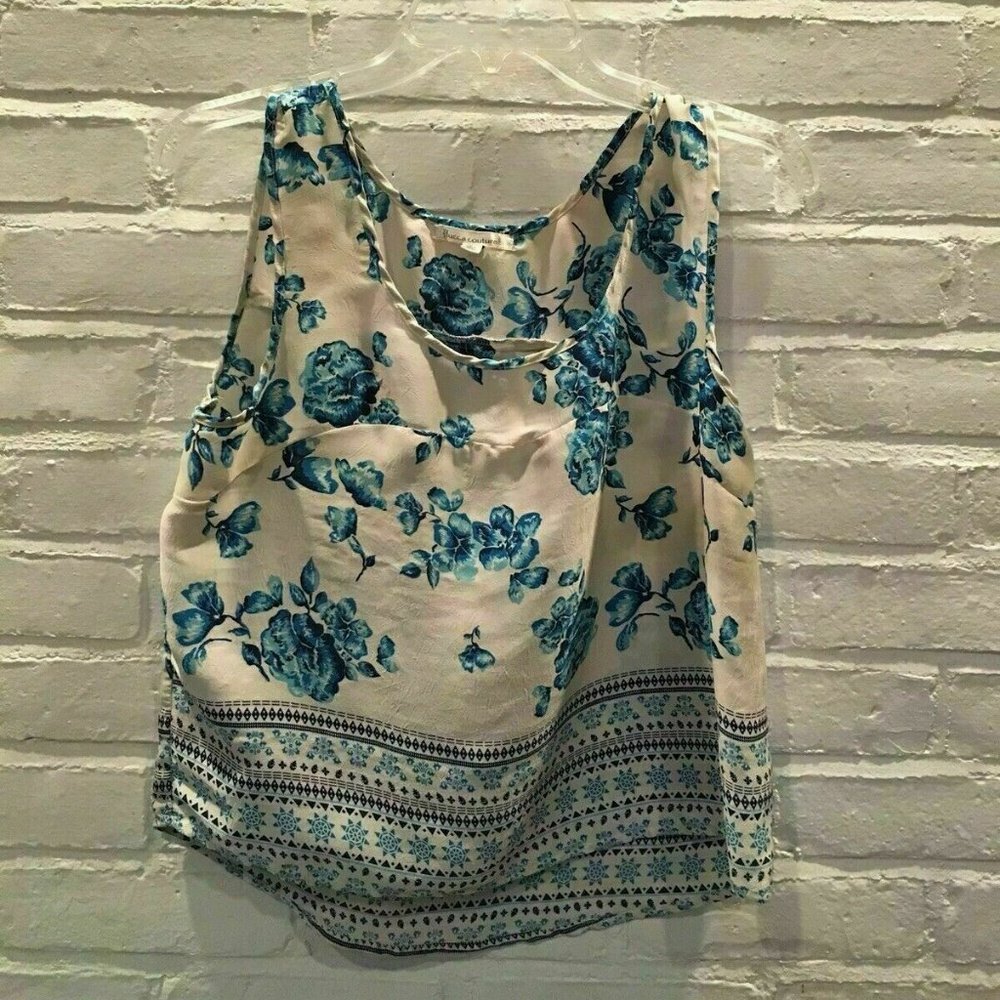 Urban Outfitters White Blue Floral Sleeveless Top - Size L